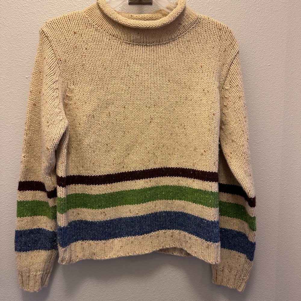 Cooperative Cream and Green roll neck Turtleneck Sweater